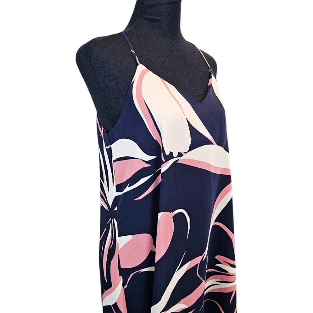 Cynthia Rowley Floral Halter Maxi Dress Sz Small Navy Summer Vacation Resortwear - Picture 7 of 16